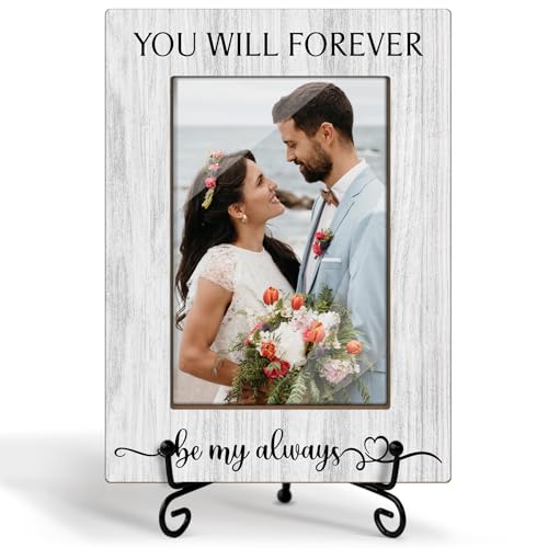 Wedding Gifts Wooden Picture Frames 4x6 - You Will Forever Be My Always, Engagement Photo Frame With Stand for Engaged Couples, Proposal Picture Frame Display Frame Home Decor (Horizontal) -32 - style: You Will Forever Be My Always