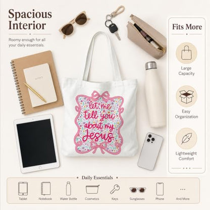 Christian Canvas Tote Bag, Bible Verse Reusable Shopping Bag - color: Bible-1