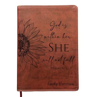 SacredBound Personalized ESV Super Giant Print Bible – Burgundy TruTone Faux Leather | Custom Name Engraved | English Standard Version with 17-Point Font & Full-Color Maps (Sunflower)