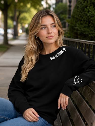 Christian Sweatshirts for Women Faith Bible Verse Religious Shirts - color: Black2, size: Large