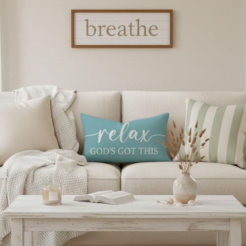 Decorative Throw Pillow Covers 12x20 Inch Set of 2 – Turquoise - color: Turquoise