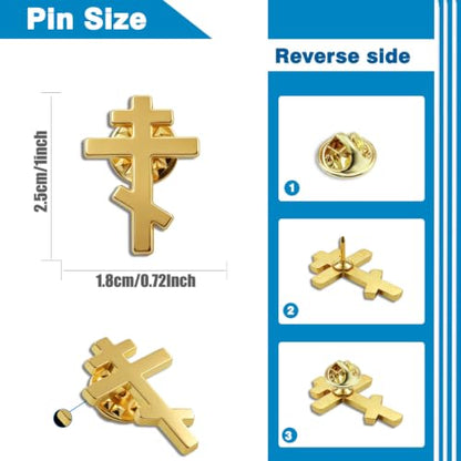 10/20/50/100Pcs Gold Plated Eastern Orthodox Cross Religious Pins Bulk