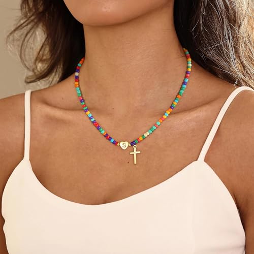 18K Gold Plated Colorful Initial Necklaces for Girls Women Kids - color: GOLD-A