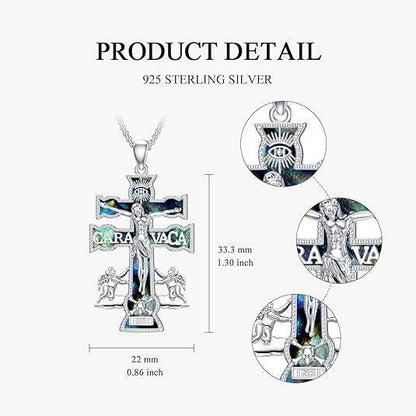 Cross Necklace Origami/Wooden/Caravaca/Faith Pendant Necklace Christian Religious Catholic Cross Jewelry Gift for Women Men - color: Caravaca Cross silver