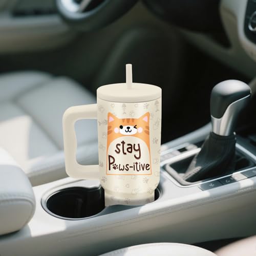 24oz Cat Paw Tumbler with Handle & Straw, Gift For Cat Lovers - color: Cat2