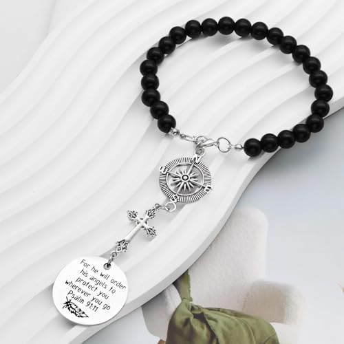 2 Pcs Cross Car Charm, Christian Mirror Hanger Car Accessories with Psalm 91:11 Bible Verse, Rearview Mirror Charm and Ornament for Religious Giving Angel Protection Design