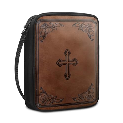 Cross Design Bible Cover for Women Men with Handle Portable Book Carrying Cases Church Bag - color: Cross