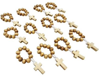 TALISMAN4U Catholic Finger Rosary Wooden Prayer Rings, 12 Pack