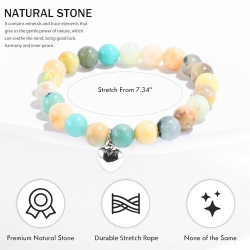 VIBILIA Cross Beaded Bracelets for Women, Birthday Gifts - color: C 2. Heart - Amazonite