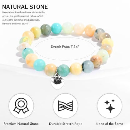 VIBILIA Cross Beaded Bracelets for Women, Birthday Gifts - color: C 2. Heart - Amazonite