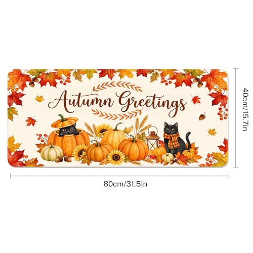 Britimes Large Mouse Pad, Mouse Pad, 31.5 x 15.7 Inch, Fall Pumpkin Cat - color: Pumpkin Cat Lantern