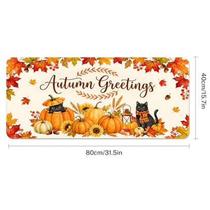 Britimes Large Mouse Pad, Mouse Pad, 31.5 x 15.7 Inch, Fall Pumpkin Cat - color: Pumpkin Cat Lantern