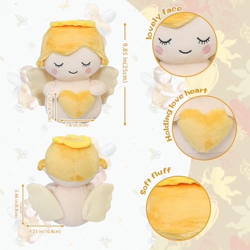 Angel Soft Toy for Kids, Cuddly Angel with White Wings and Holding A Heart, Guardian Angel Plush Doll Toy Boy/Girl Baptism Gifts, Suitable for All Ages (Heart)
