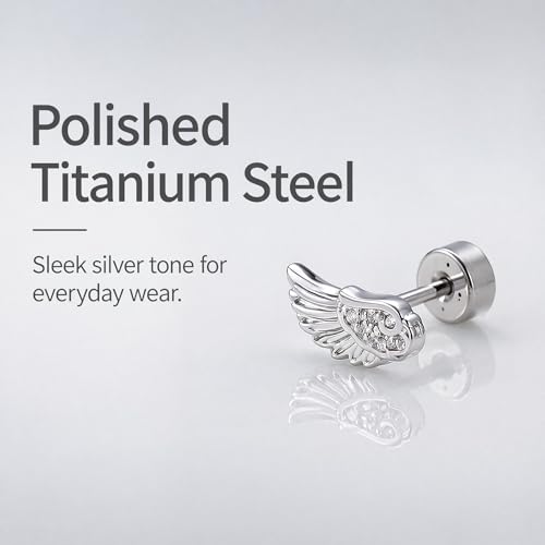 Angel Wing Stud Earrings for Women Silver Plated ﻿ - color: white