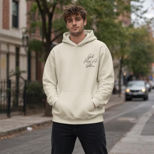 Christian God Hoodie for Men Jesus Faith Religious Bible Verse Hoodies Inspirational Graphic Fleece Sweatshirt - color: Apricot, size: Small