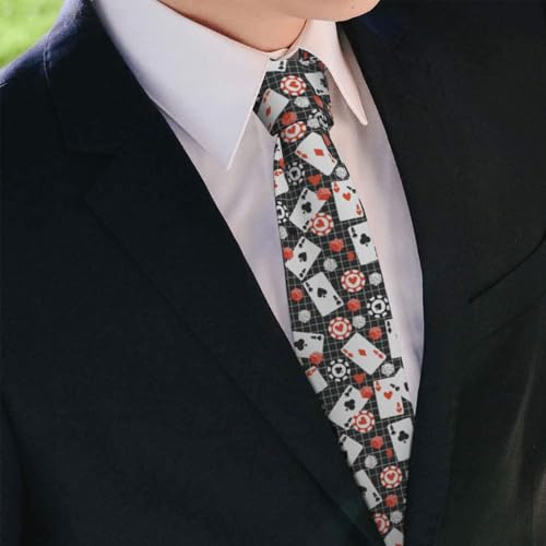Men's Neckties, Novelty Printed Skinny Tie for Work Casual Party - color: Poker Dice