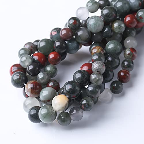 90PCS 4MM African Bloodstone Beads Natural Gemstone Round Stone Beads for Jewelry Making DIY Energy Stone Healing Power Bracelet 15" - color: African Bloodstone, size: 4MM