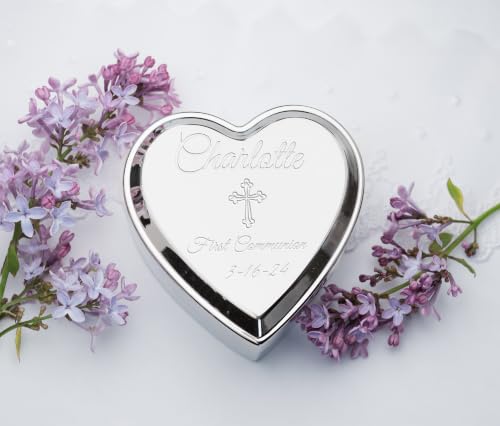 Cherished Moments Personalized First Communion Jewelry Box, Heart Keepsake - color: Silver-Communion