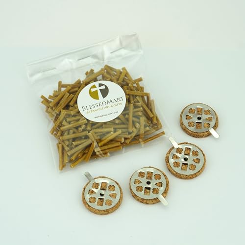 Wicks and Cork Floats for Orthodox Vigil Oil Lamps - Beeswax and Paraffin Wicks for Floating Candles, for Home or Church Use (Beeswax)