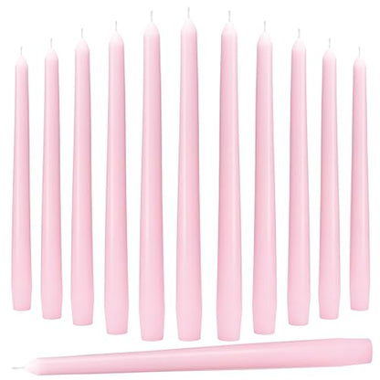 Pink Taper Candles 10-Inch - Pink Candlesticks 12 Pack Dripless Tapered Candle Unscented Tall Smokeless Long Burning Candle Sticks Paraffin Wax for Weddings Valentine’s Day Dinner - color: 12-Pink, size: 12 Pcs
