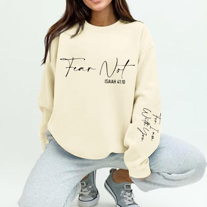 KEEVICI Christian Jesus Faith Sweatshirts for Women Religious Bible Verse God Sweatshirt Graphic Inspirational Cotton Hoodies - color: Apricot, size: Small
