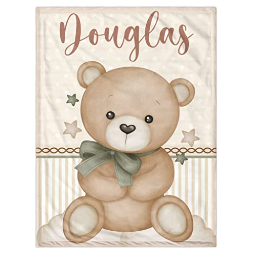 Personalized Baby Blanket for Boys, Custom Baby Blanket with Name Super Soft Personalized Name Blankets for Kids, Custom Bear Blankets for Infant Toddler, Babys Gifts for Birthday - color: Cute Bear