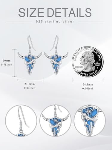 Dorunmo 925 Sterling Silver Mustard Seeds Dangle Earrings for Women Mountains Earrings Hypoallergenic Christmas Jewelry Gifts for Women - style: Bull Skull
