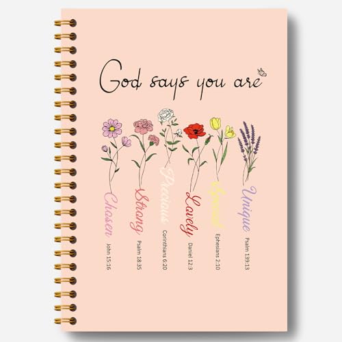 Christian Floral Notebook, God Says You Are Bible Verse Journal, Christian Gifts for Women, Inspirational Religious Hardcover Spiral Notebooks Journals, 5.5x8.3 Inch - color: Christian Floral