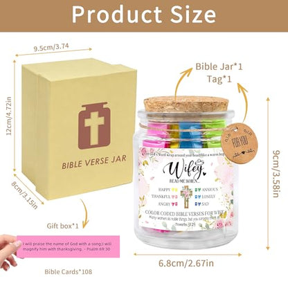 Bozidol Christian Gifts for Wife, Read me When Bible Verses Jar, 90 Color Coded Bible Verses in a Jar, Inspirational Christmas Wedding Anniversary Birthday Gifts for Wife from Husband - color: Wife