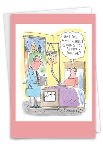 NobleWorks Get Well Soon Card Chicken Soup Humor Doctor Advice C7266GWG - style: Chicken Soup I.V.