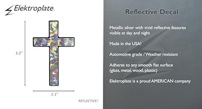 Elektroplate Christian Cross Premium Reflective Car Decal 3.25" - color: Cross Reflective