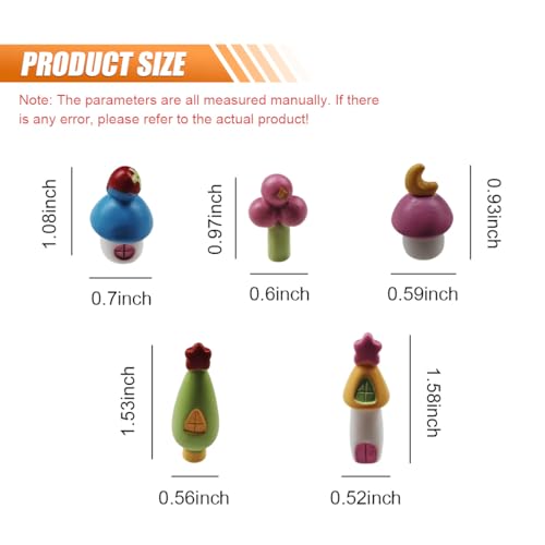 Craedli 5PCS Mini Resin House Car Dashboard Decorations, Mushroom Ornaments - size: 5PCS