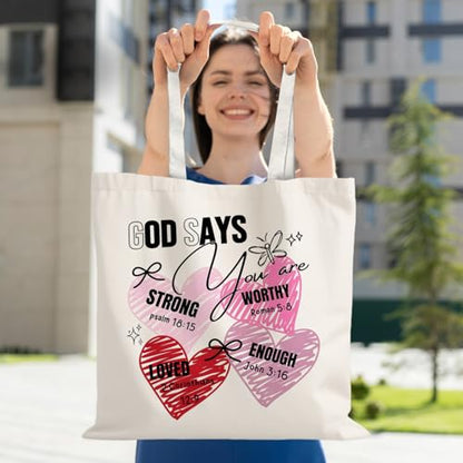 God Says You are Christian Canvas Tote Bags for Women, Inspirational Christian Gifts for Women - color: God Says You Are