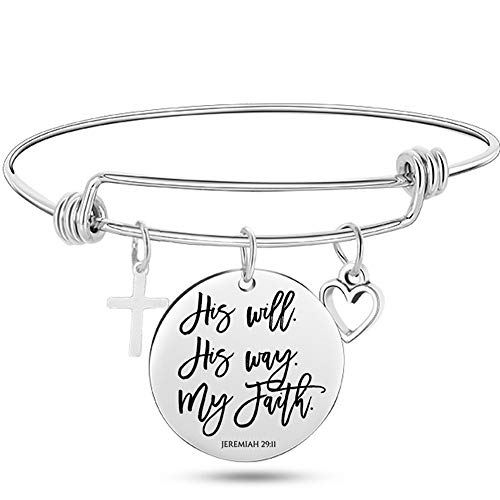 Jude Jewelers Stainless Steel Adjustable Size Christian Cross Holy Bible Verses Mantra Bangle Bracelet - style: Jeremiah 29:11