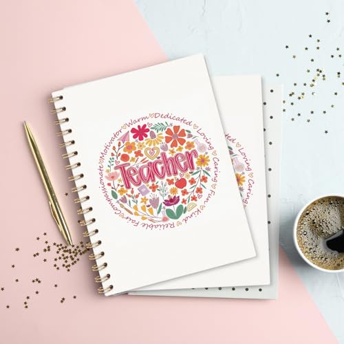VONTP Boho Floral Teacher Spiral Notebook Journal, 5.5x8.3 Inch - color: 006-teacher