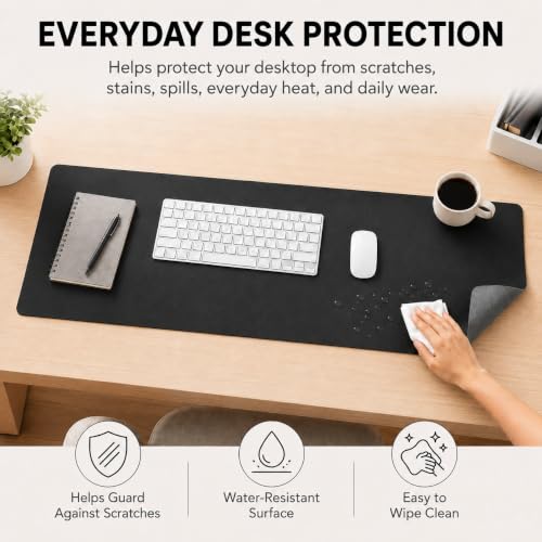 KTRIO Large Gaming Mouse Pad Desk Mat for Gamer, 31.5" x 11.8", Black PU - color: Black PU, size: 31.5l X 11.8w Inches