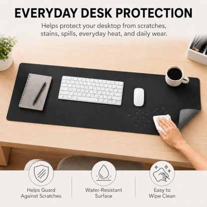 KTRIO Large Gaming Mouse Pad Desk Mat for Gamer, 31.5" x 11.8", Black PU - color: Black PU, size: 31.5l X 11.8w Inches