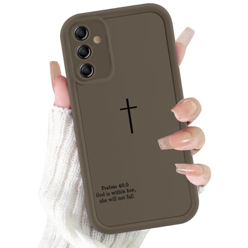 Jesus Phone Case for Samsung Galaxy S25 5G, Aesthetic Christian Bible Verse Cross Pattern, Trendy Design for Women Girls Men, Shockproof Soft Silicone Cover for Samsung S25 6.2", Brown - color: Brown, size: Samsung Galaxy S25 5G