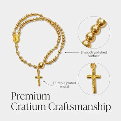 Grace & Faith: Handmade Rosary God Beads Bracelet Virgin Mary Cross Double Layer Chain Crucifix Religious Christian Faith Jewelry - color: Blue Beads