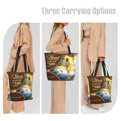 Bible Tote Bags for Women Christian Gifts Religious Church Shoulder Bag - color: Jesus