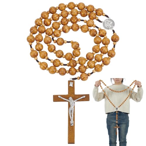 ORIGACH 2 Pcs 43 Inch Large Round Handmade Crucifix Wall Cross