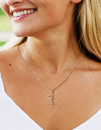 Lcherry Faith Cross Pendant Necklace for Women Religious Christian Jewelry Birthday Christmas Gifts for Women - style: 15-Breathe