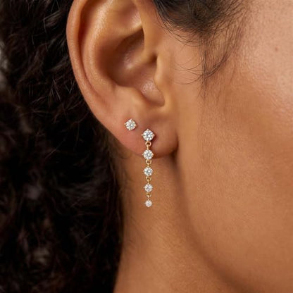 Bheop Gold Silver Dangle Earrings for Women, Cubic Zirconia Earring Stack - color: Gold-cz tassel stud set