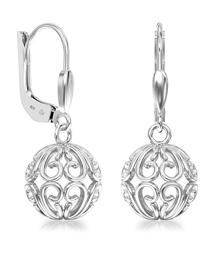 LeCalla 925 Sterling Silver Leverback Drop Dangle Earrings for Women | Lightweight Celtic-Knot Filigree Heart Teardrop Dangle Earring | Vintage Inspired Jewelry Gifts for Women - color: Leverback-07