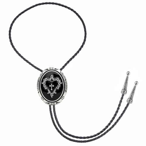 GelConnie Bolo Tie for Women Heart Cowboy Necktie Flower Gothic Mens Bolo Ties Bolero Necklace Red Western Ties for Men - color: Black Heart Tie Necklace