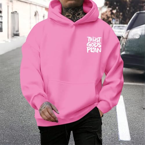 Christian Hoodies for Men Jesus Hoodie Religious God Sweatshirts Faith Bible Verse Sweatshirt Inspirational Pullover - color: Pink, size: Medium
