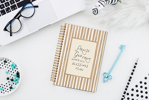 Green Christian Spiral Notebook Journal 5.5x8.3, Christian Gifts for Women Men, Bible Notebooks for Note Taking, Praise God from Whom All Blessings Flow Scripture Journals for Writing(Orange) - color: orange