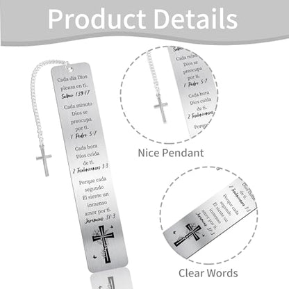 Spanish Bible Bookmark Gifts, Christian Metal Book Marks for Women Men - style: Spanish Bible 02