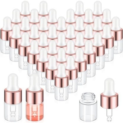 Didaey 100 Pcs Mini Glass Oil Dropper Bottle, 2 ml, Rose Gold - color: Rose Gold, size: 2 ml