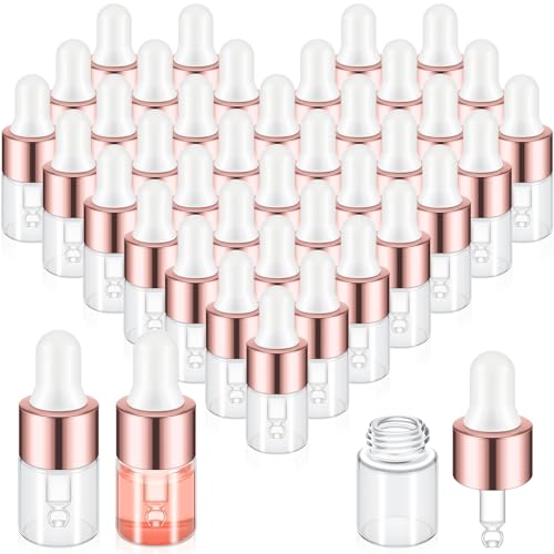 Didaey 100 Pcs Mini Glass Oil Dropper Bottle, 2 ml, Rose Gold - color: Rose Gold, size: 2 ml